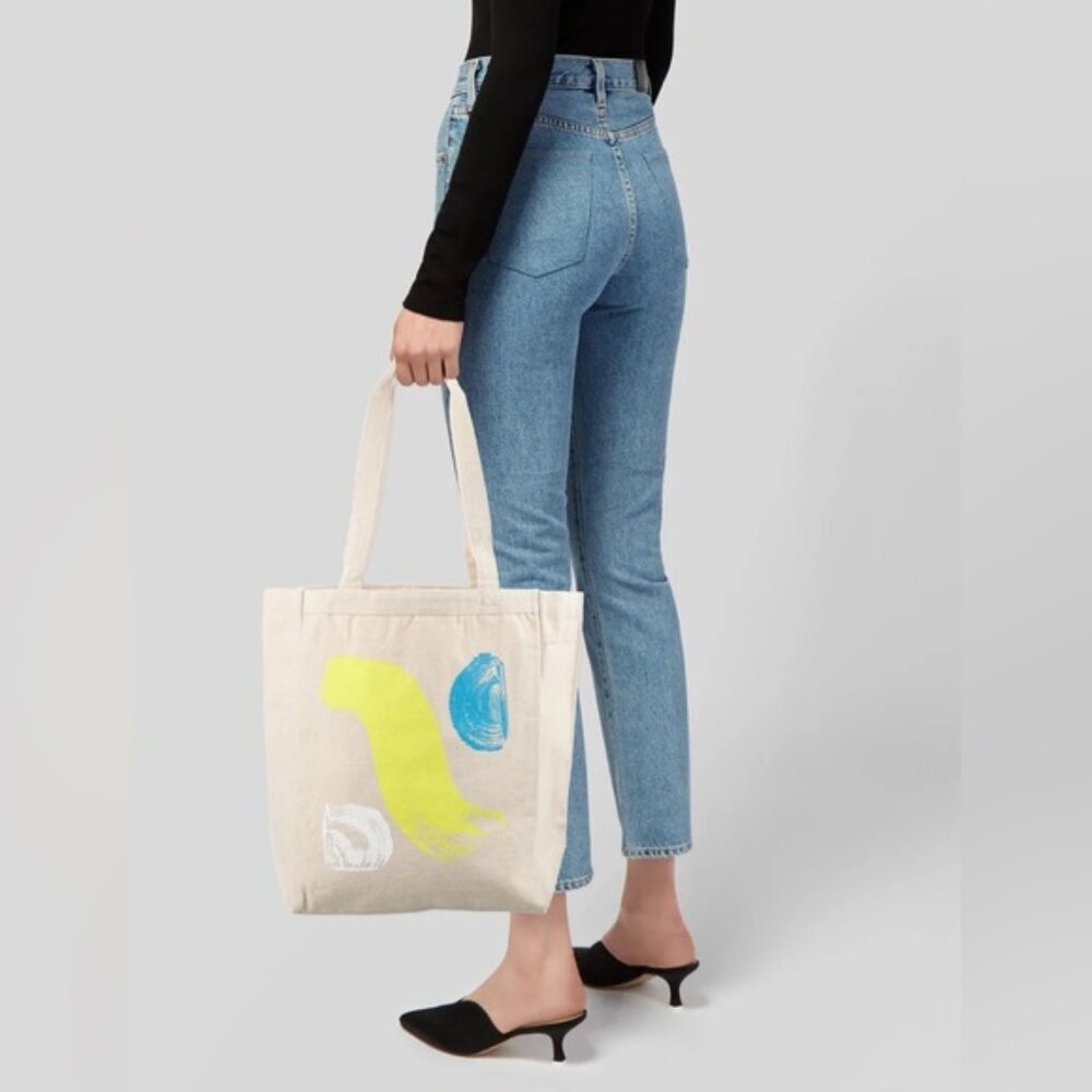 Tanya Taylor x Fashion Our Future Canvas Printed Tote Bag, "The Right To Tote" - Picture 4 of 11